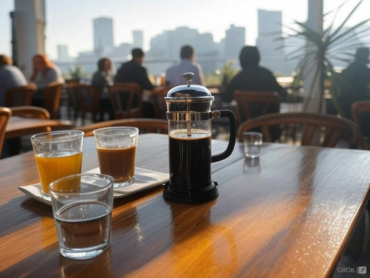 Prensa francesa en una imagen de una cafetería en Santiago, Chile