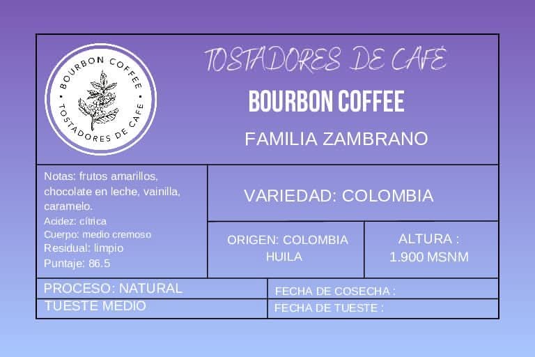 Café en Grano Bourbon Coffee "Colombia Familia Zambrano"