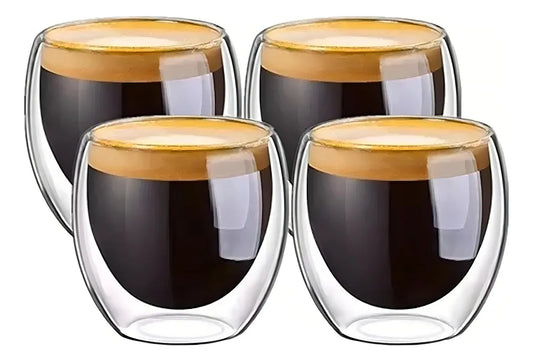 Pack 4 Tazas de 250ml Doble Pared para Café Espresso