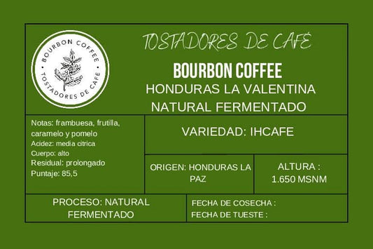 Café en Grano Bourbon Coffee "Honduras La Valentina Natural Fermentado"
