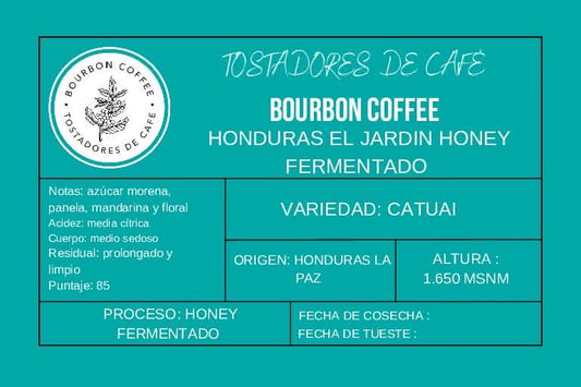 Café en Grano Bourbon Coffee "Honduras El Jardín Honey Fermentado"